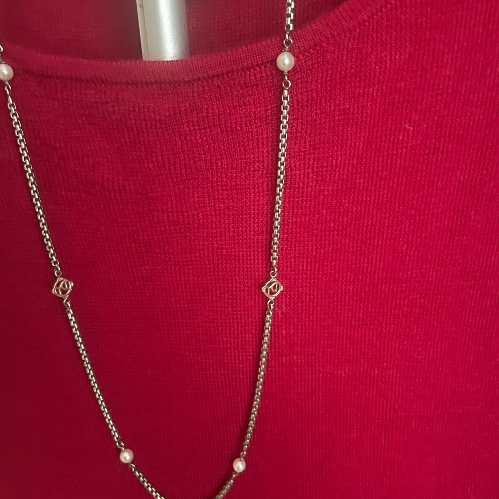 Elegant David Yurman Silver Necklace with Pearl Accents EUC